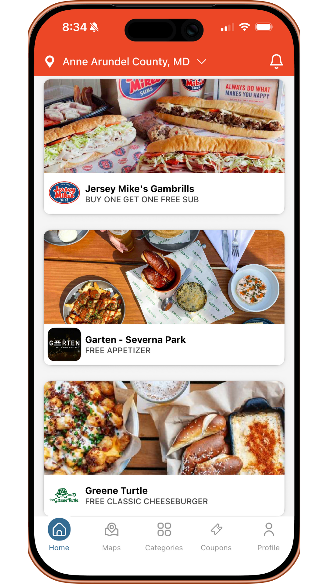 Branded Local Deals app screen for an organization