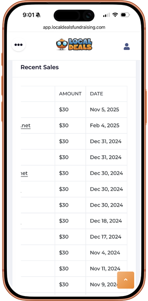 Local Deals leader dashboard on a phone